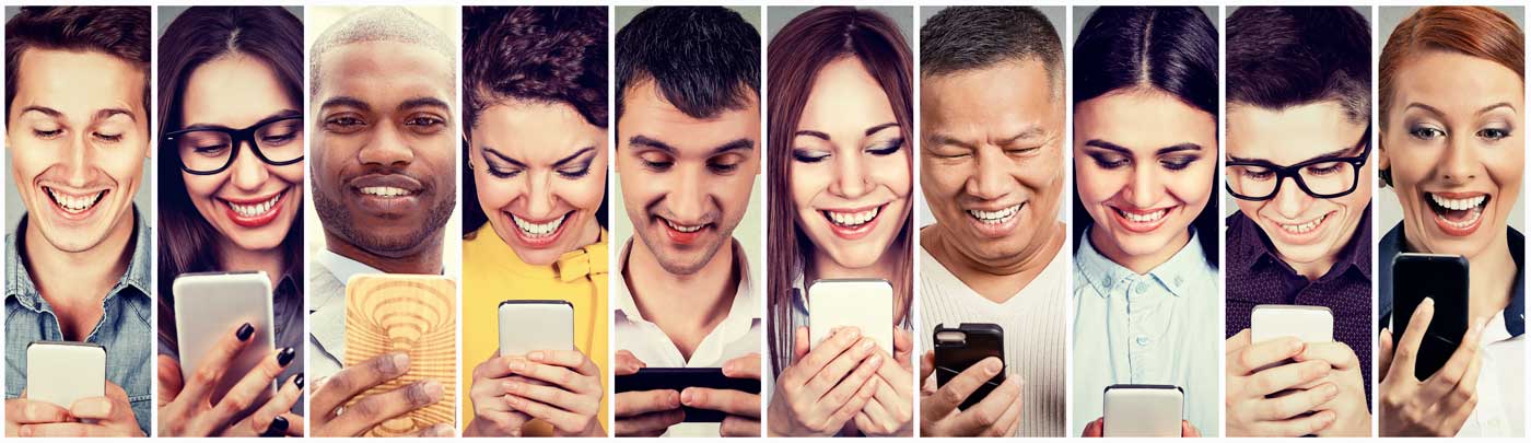 multicultral people waching smartphone