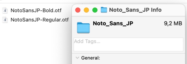 The capacity of Noto Sans Japanese Web Fonts